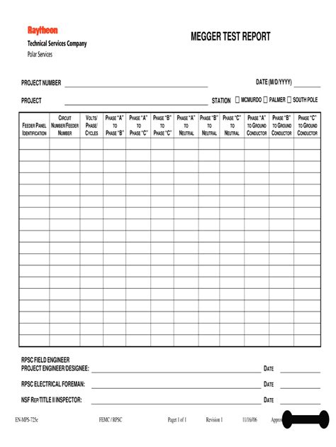 megger test form|blank megger testing report forms.